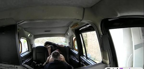  Lady in stockings fucked by fake driver in the backseat